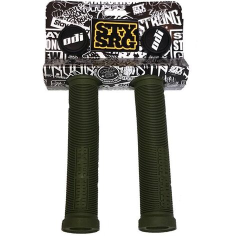 ODI Stay Strong Lion Heart BMX / Scooter Grips 143mm - Army Green click to zoom image